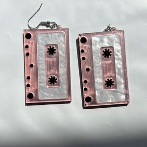 Pink Cassette Tape Drop Earrings